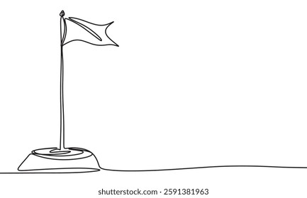 Flag one line continuous. Flag line art. Hand drawn vector art.