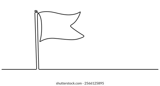 Flag one line icon and one line drawing background. Modern illustration. Black icon, Continuous one line empty, white flag drawing. Vector illustration, Single Line Drawing of a Flag pro. outline.
