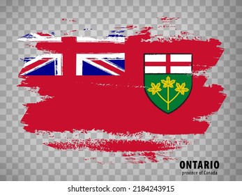 Flag of Ontario from brush strokes. Canada.  Flag  Province of Ontario with title on transparent background for your web site design, app, UI.  Vector illustration. EPS10.