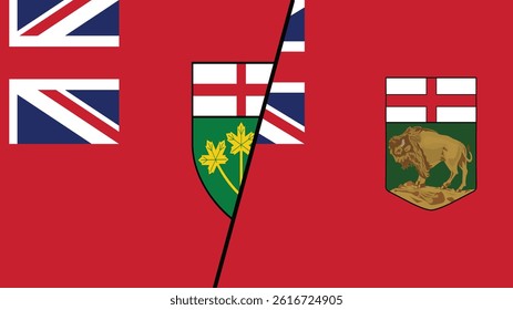 Flag of Ontario and Manitoba, Canada. Vector illustration