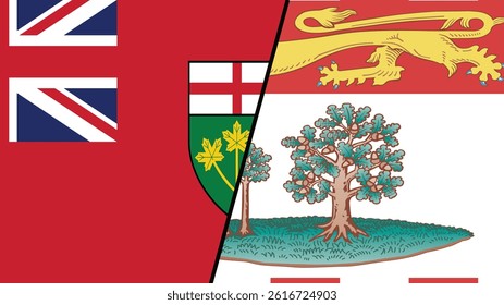 Flag of Ontario and Prince Edward Island, Canada. Vector illustration