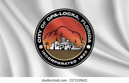 Flagge von Opa-Locka, Florida, USA. Realistische schwenkbare Fahne auf Vektorhintergrund Opa-Locka.