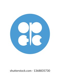 Flag of OPEC ( Organization of the Petroleum Exporting Countries ) OPEC Flag. Button with flag of OPEC 