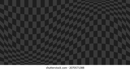 Flag optical illusion. Distorted chessboard. Checkered abstract background. Op art. Vector design