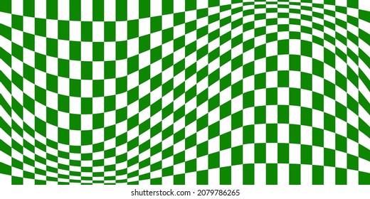 Flag optical illusion. Distorted chessboard. Checkered abstract background. Op art. Vector design