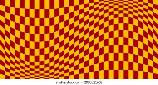 Ilusión óptica de la bandera. Cartel de ajedrez distorsionado. Fondo abstracto controlado. Op art. Diseño de vectores