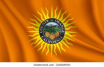 Flag of Orange County, California, USA. Realistic waving flag of Orange County vector background.