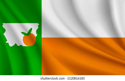 Flag Of Orange County, Texas, USA. Realistic Waving Flag Of Orange County Vector Background.