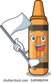 With flag orange crayon cartoon.