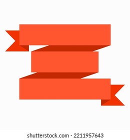 Flag orange triple ribbon banner. Three rows. Flat vector illustration isolated on white background.