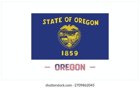 Flag of OREGON on a white background, Editable Vector illustration of OREGON flag, National Day design, Flag of OREGON flat design, State of USA