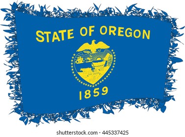 Flag of Oregon. Vector illustration of a stylized flag. Shaggy edge.