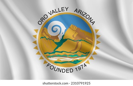 Flagge von Oro Valley, Arizona, USA. Realistische schwenkende Fahne aus Oro Valley, Vektorhintergrund.