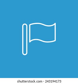 flag outline icon, isolated, white on the blue background. Exclusive Symbols 