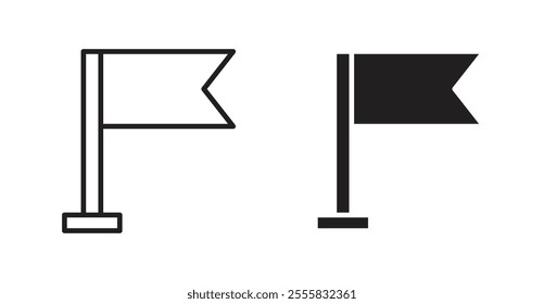 Flag outlined and solid icon vector collection.