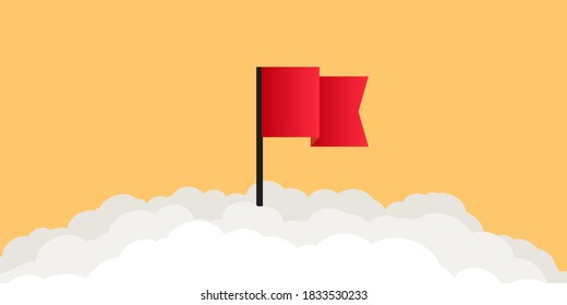 Flag over clouds. Flat style vector illustration