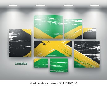 pintura de bandera en la galería. Ilustración del vector