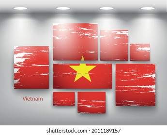 pintura de bandera en la galería. Ilustración del vector