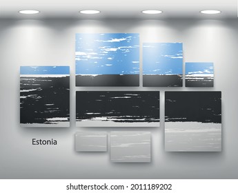 pintura de bandera en la galería. Ilustración del vector