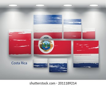 pintura de bandera en la galería. Ilustración del vector