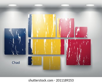 pintura de bandera en la galería. Ilustración del vector