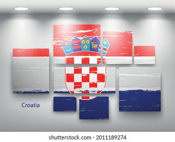 pintura de bandera en la galería. Ilustración del vector