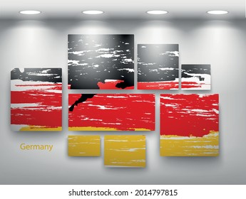 pintura de bandera en la galería. Ilustración del vector