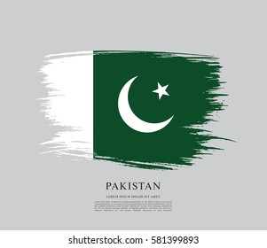 Flag of Pakistan, brush stroke background