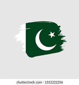 Flag of Pakistan with brush stroke effect vector illustration
