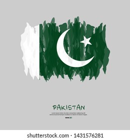 Flag of Pakistan with brush stroke, grunge style background vector.