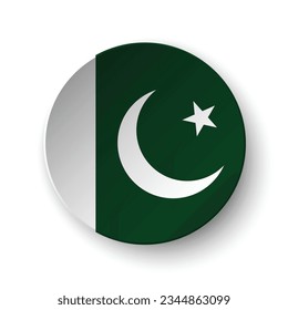 The flag of Pakistan. Button flag icon. Standard color. Circle icon flag. 3d illustration. Computer illustration. Digital illustration. Vector illustration.