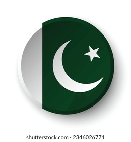 The flag of Pakistan. Button flag icon. Standard color. Circle icon flag. 3d illustration. Computer illustration. Digital illustration. Vector illustration.