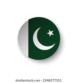 La bandera de Pakistán. Icono de indicador de botón. Color estándar. Indicador de icono de círculo. 3 quinquies ilustración. Ilustración del equipo. Ilustración digital. Ilustración vectorial.