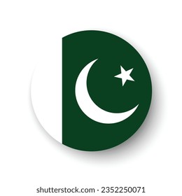 The flag of Pakistan. Button flag icon. Standard color. Circle icon flag. 3d illustration. Computer illustration. Digital illustration. Vector illustration.