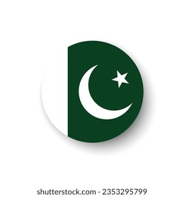 The flag of Pakistan. Button flag icon. Standard color. Circle icon flag. 3d illustration. Computer illustration. Digital illustration. Vector illustration.