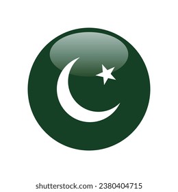 The flag of Pakistan. Button flag icon. Standard color. Circle icon flag. 3d illustration. Computer illustration. Digital illustration. Vector illustration.