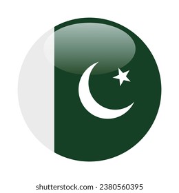 The flag of Pakistan. Button flag icon. Standard color. Circle icon flag. 3d illustration. Computer illustration. Digital illustration. Vector illustration.