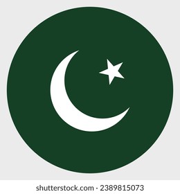 The flag of Pakistan. Button flag icon. Standard color. Circle icon flag. Computer illustration. Digital illustration. Vector illustration.