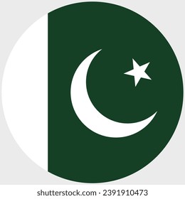 La bandera de Pakistán. Icono de indicador de botón. Color estándar. Indicador de icono de círculo. Ilustración del equipo. Ilustración digital. Ilustración vectorial.