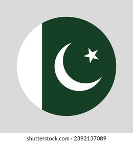 The flag of Pakistan. Button flag icon. Standard color. Circle icon flag. Computer illustration. Digital illustration. Vector illustration.
