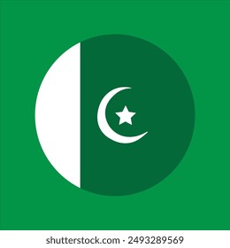 La bandera de Pakistán. Icono de Botón.con fondo verde.Color estándar. Icono de Botón redondo. El icono del círculo. 