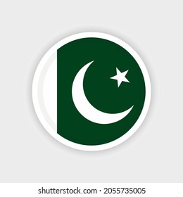Flag of Pakistan with circle frame and white background