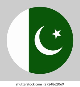 Flagge von Pakistan in Kreisform mit genauen Proportionen und offiziellen Farben