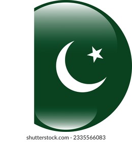 The flag of Pakistan. Flag icon. Standard color. Circle icon flag. 3d illustration. Computer illustration. Digital illustration. Vector illustration.