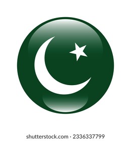 The flag of Pakistan. Flag icon. Standard color. Circle icon flag. 3d illustration. Computer illustration. Digital illustration. Vector illustration.