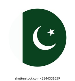 The flag of Pakistan. Flag icon. Standard color. Circle icon flag. 3d illustration. Computer illustration. Digital illustration. Vector illustration.