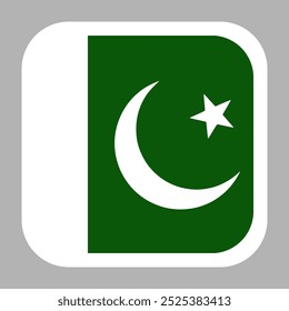 The flag of Pakistan. Flag icon. Standard color. flat vector square with rounded corners. Computer illustration. Digital illustration. Vector illustration