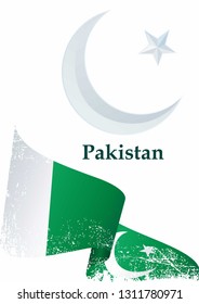Flag of Pakistan, Islamic Republic of Pakistan. Template for award design, an official document with the flag of Pakistan. Bright, colorful vector illustration.