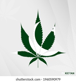 Flag of Pakistan in Marijuana leaf shape. The concept of legalization Cannabis in Pakistan. Medical cannabis illustration.