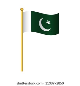 Flag of  Pakistan , Pakistan flag official colors and proportion correctly,  Pakistan flag waving isolated Vector illustration eps10.